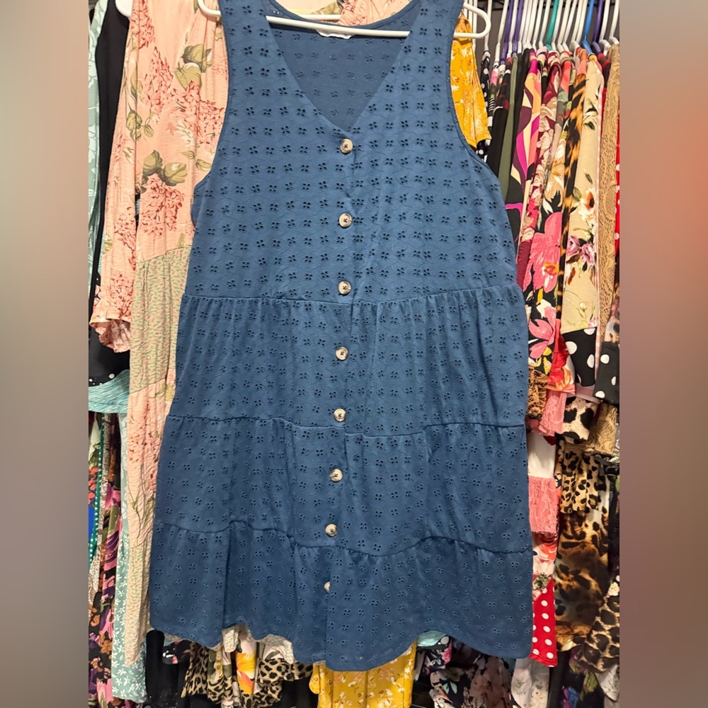 Sonoma Blue Eyelet Midi Dress